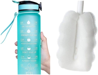 Botells Trinkflasche Sportflasche Wasserflasche 1l, Trink Motivation, Strohhalm, Shakerball, leicht, auslaufsicher, motivierend, robust