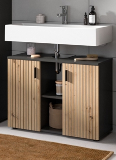Waschbeckenunterschrank Livia in Eiche und grau 80 cm
