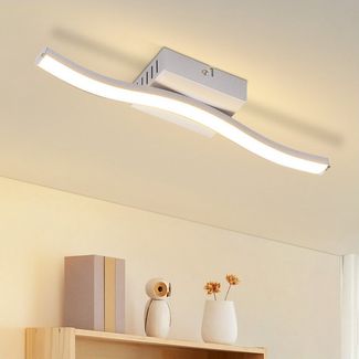 ZMH LED Deckenleuchte Wohnzimmer Schwarz Wellen Design Modern Deckenlampe 3000K Flur Küche, Warmweiß