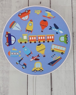 LED Wandleuchte für Kinderzimmer mit Fahrzeug Motiven, Schalter & Stecker Ø 25cm