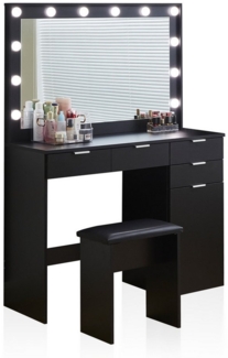 Ofcasa Schminktisch mit LED Beleuchtung (2 Pakete), 105x40x140cm Frisierkommode, 4 Schubladen