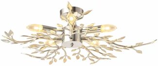 Deckenleuchte, chrom, Blätter, D 71 cm