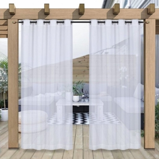 Sunicol Outdoorvorhang Outdoor Vorhang mit Ösen, Transparent, Sonnenschutz (4 St), Sichtschutz für Aussen Balkon Terrasse Rasen