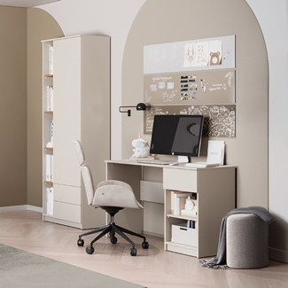 Lomadox Jugendzimmer-Set FIER-129, (Sparset, 2-tlg, Mehrzweckschrank Schreibtisch), kaschmir mit Eiche, grifflos