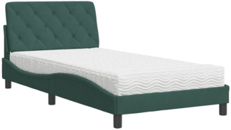 vidaXL Bett mit Matratze Dunkelgrün 100x200 cm Samt 3208643