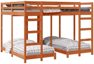 vidaXL Dreifach Etagenbettrahmen Wachsbraun 160 x 200 cm 3414563