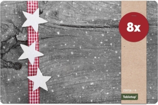 matches21 HOME & HOBBY Platzset Abwaschbare Tischsets 8er Set Weihnachten Sterne & Holz-Optik, (8-St), Platzsets als Tisch-Untersetzer und Tisch-Deko für Esstisch Teller