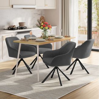 SONGMICS Esszimmerstuhl Esszimmerstuhl, Küchenstuhl, Sessel drehbar (6 St), Küchenstuhl drehbar, Stahlbeine, Samt, Polsterstuhl mit Armlehnen