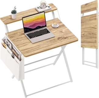 Schreibtisch Klappbar 80cm Home Office PC Bürotisch Regal Aufbewahrungstasche