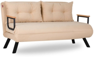 Dmora 2-Sitzer SchlafsofaCalvin, Verwandelbares Sofa, Lineare Stoffstruktur, Schlafsessel mit Stauraum, 133x78 h78 cm, Creme