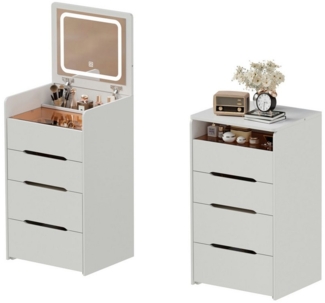 TWSOUL Schminktisch Multifunktionaler Schminktisch, Schminktisch mit LED-Beleuchtung, Mit Make-up-Hocker und Stauraum, 48*40*82cm