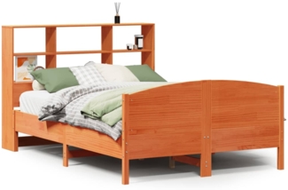 vidaXL Massivholzbett mit Regal ohne Matratze Wachsbraun 120x200 cm 3323109