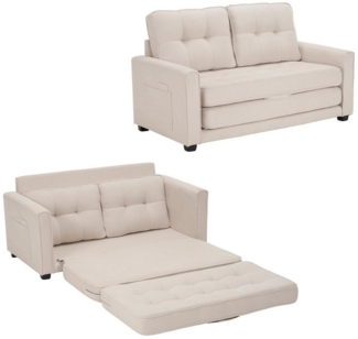 Ulife Schlafsofa Modernes 2-Sitzer-Sofa mit Seitenfächern, Schlaffunktion, 1 Teile, 3-in-1-Design: Sofa, Bett und Chaiselongue