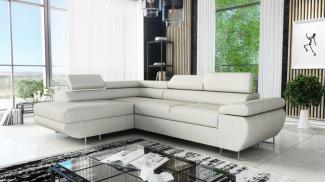 Couchgarnitur ELON Stoff Beige mit Schlaffunktion Ottomane Links