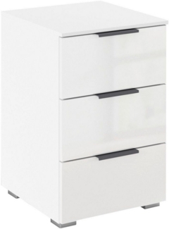 rauch Nachtkommode Nachttisch Nachtkonsole AGORDO in Dekor- oder Hochglanzfront (in zwei Griff-Farben, Breite 40 cm), mit 3 geräumigen Schubladen für viel Stauraum MADE IN GERMANY