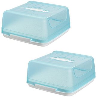 Engelland Kuchentransportbox Kleine Kuchenbox mit transparentem Deckel, Kunststoff, (Vorteils-Set, 2-tlg, sicheres Transportieren), mit Tragegriff und Klickverschluss, BPA-frei, rechteckig, Kunststoff