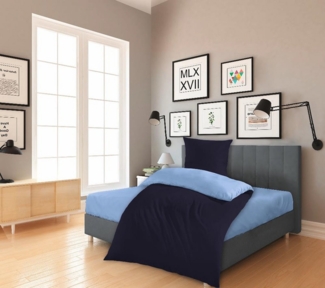 KiNZLER Bettwäsche Cashmere Touch, Microfaser, 2 teilig, Wendebettwäsche, blau-navy