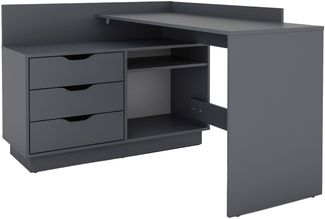 Winkelschreibtisch >BELFAST< in Anthrazit 129 x 83,5 x 105 cm (BxHxT)