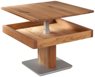 Couchtisch höhenverstellbar 70x70cm "Timo II" Wildeiche massiv geölt