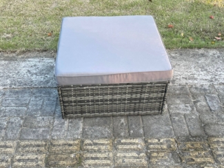 Fimous Rattanhocker Gartenmöbel Gartenhocker mit Sitzkissen Sitzhocker Fußhocker Ottomane Hocker für Garten; Balkon;Terrasse Dunkelgrau Mischen