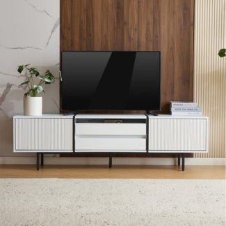 Ulife TV-Schrank mit ausziehbaren Schubladen, Lowboard mit Stauraum Farbblock-Design und 15 cm hohen Füßen (163 x 40 x 45 cm)