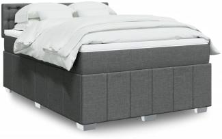 vidaXL Boxspringbett mit Matratze Dunkelgrau 140x190 cm Stoff 3289378