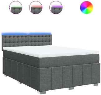 vidaXL Boxspringbett mit Matratze Dunkelgrau 140x190 cm Stoff 3289378