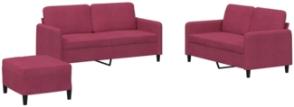 vidaXL 3-tlg. Sofagarnitur Weinrot Samt 3201988