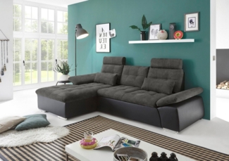 ED EXCITING DESIGN Ecksofa Jakarta L-Form, mit Bettfunktion, Armteilverstellung, Kopfstützen & 2 Nierenkissen