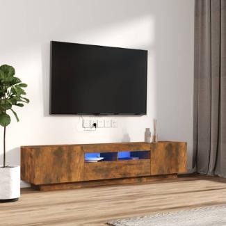 2-tlg. TV-Schrank-Set LED-Leuchten Räuchereiche Holzwerkstoff [3120167]