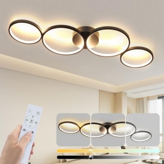 Nettlife LED Deckenleuchte Deckenleuchte 4 Flammig in Ringoptik, Dimmbar mit Fernbedienung, LED fest integriert, Warmweiß, Neutralweiß, Kaltweiß, für Schlafzimmer Wohnzimmer Büro Arbeitszimmer