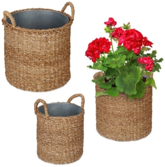 Pflanzkorb mit Zinkwanne 3er Set 10048143