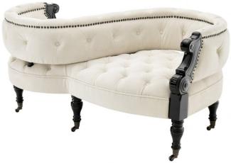 Casa Padrino Luxus Barock Doppel Sitzbank Creme / Schwarz Klavierlack - Doppelsofa - Luxury Collection