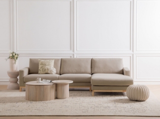 Beliani 'Siggard' Rechtsseitig Ecksofa Taupe Stoff