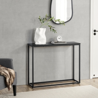 en. casa 'Kittilä' Konsolentisch, Metall/Holz Schwarz/Marmoroptik, 80 x 100 x 30 cm