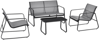 DELUKE® Gartenmöbel Set 4-teilig HEKO - Wetterfest, Stahl | Gartenbank Gartentisch Gartenstühle Balkonmöbel Set 4 Personen Balkontisch Outdoor Sitzgarnitur 4er Sitzer, Grau