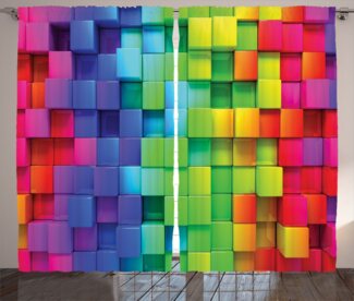 Abakuhaus Gardine Schlafzimmer Kräuselband Vorhang mit Schlaufen und Haken, Bunt rainbow Color