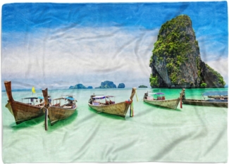 Sinus Art Handtücher Handtuch Strandhandtuch Saunatuch Kuscheldecke mit Fotomotiv Thailand Meer Fisc, Baumwolle-Polyester-Mix (1-St), Handtuch