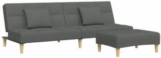 vidaXL Schlafsofa 2-Sitzer mit Fußhocker Dunkelgrau Stoff 3258104