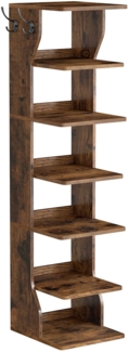 VASAGLE Schuhregal schmal, Standregal mit 7 Ebenen, platzsparend, für Eingangsbereich, Ecke, Schuhablage, vintagebraun LBS200KD01