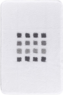 Kleine Wolke Badematte QUADRI, 70 x 120 cm, Weiß, Rutschhemmend, Höhe 20 mm, fußbodenheizungsgeeignet, Polyacryl, rechteckig