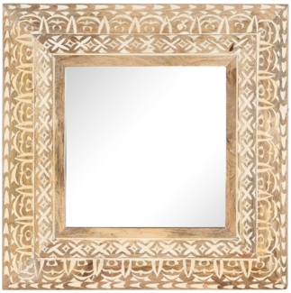 vidaXL Spiegel Handgeschnitzt 50x50x2,6 cm Massivholz Mango 321644