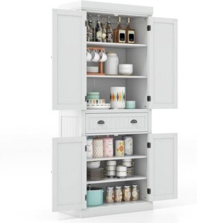 KOMFOTTEU Buffet Küchenschrank mit 4 Türen,76 x 40 x 183 cm