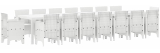 vidaXL Garten Essgruppe 17 pcs Weiß Polt Rattan 3378662