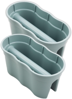 KHW | Flowerclip XL 2er-Set | Mintgrün | Pflanzgefäße für Balkon- & Geländerbegrünung | wetterfest & UV-beständig | Zwei Pflanzkammern | für Geländer Ø bis 6 cm | dekorativ & stabil | Made in Germany