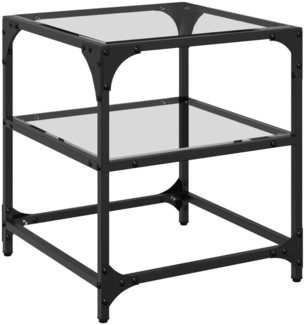 Couchtisch, Sofatisch mit Glasplatte Transparent 40 x 40 x 45 cm Stahl