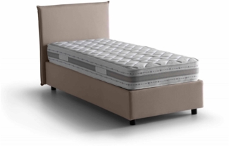 Dmora Astor Einzelbett, Bettkasten mit Stoffbezug, 100 % Made in Italy, seitliche Öffnung, inklusive Matratze 80x190 cm, Taupe