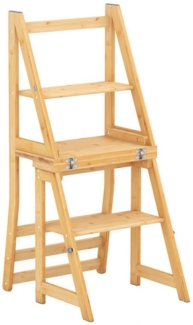 KOMFOTTEU Trittleiter, klappbarer Leiterstuhl, Bibliotheksleiter Bambus