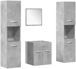 vidaXL 4-tlg. Badmöbel-Set Betongrau Holzwerkstoff 3324873