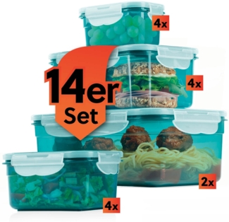 GOURMETmaxx Frischhaltedosen mit Deckel Klick-it 14-Dosen-Set | Aufbewahrungsbox für Meal Prep | Luftdichte, auslaufsichere & stapelbare Vorratsdosen mit Deckel | BPA-frei